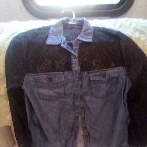 Guess Black Lace and Blue Shirt